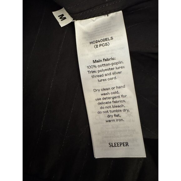 Sleeper Black Silver Stripe Womens Medium M Luxury Cotton Pajama Set $420 - Picture 8 of 16